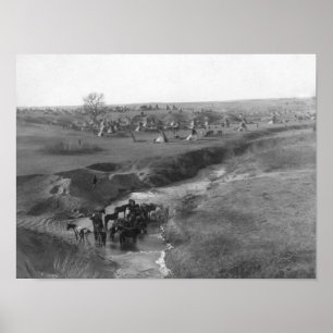 Poster Camp indien de Lakota à l'argile blanche