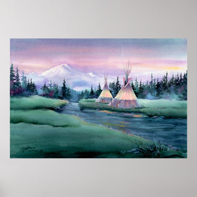 Poster CAMP RIVER TIPI par SHARON SHARPE (Devant)