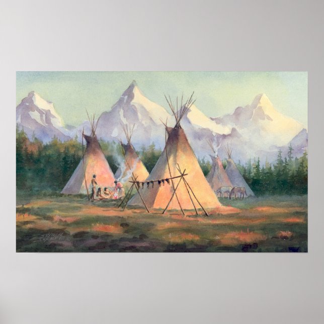 POSTER CAMP TIPI INDIEN PAR SHARON SHARPE (Devant)
