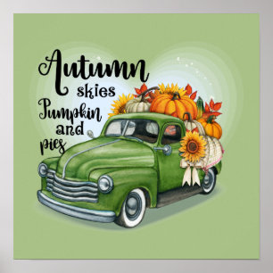 Poster Campagne camion automne saisonnier