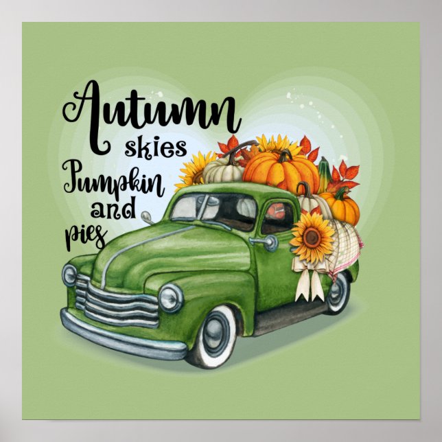 Poster Campagne camion automne saisonnier (Devant)