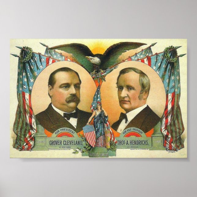 Poster Campagne présidentielle de Cleveland et Hendricks  (Devant)