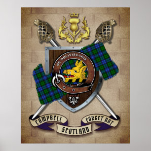 Poster Campbell Clan Badge W/Crossed Swords