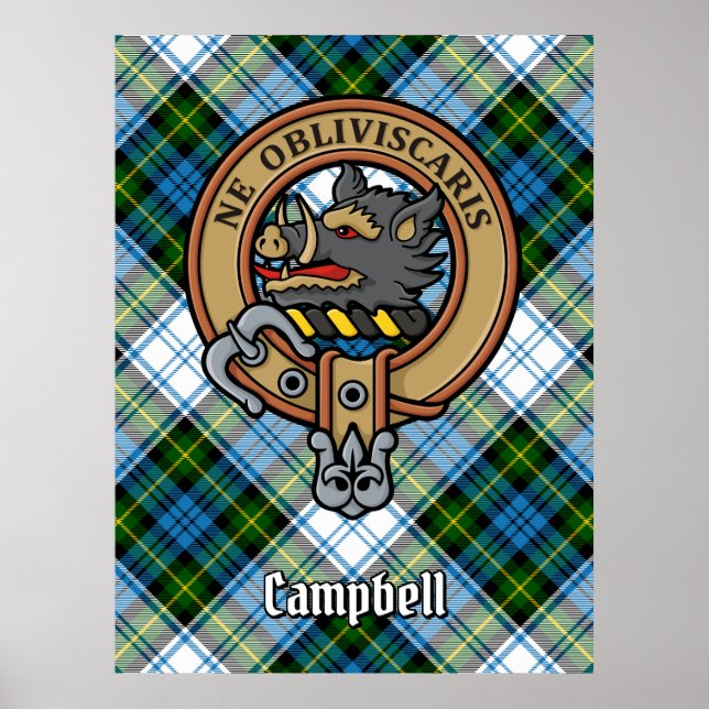 Poster Campbell Crest au-dessus de Tartan (Devant)