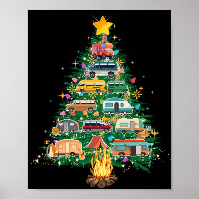 Poster Camper Christmas Tree Véhicules Camping Rving (Devant)