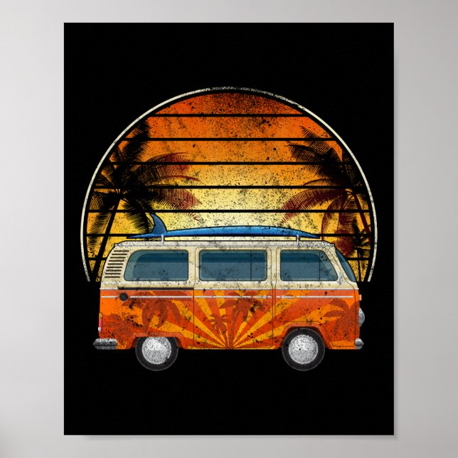 Poster Camper de surf Palm Tree coucher de soleil (Devant)