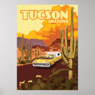 Poster Camper de voyage de 28 po x 20 po - Tucson, Arizon