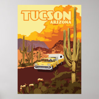 Poster Campeur de voyage 28"x20" - Tucson, Arizona