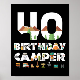 Poster Camping 40e anniversaire Camper Party Tente Campin