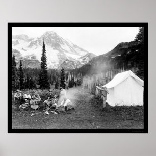 Poster Camping à Indian Henry, Mont Rainier, WA 1922