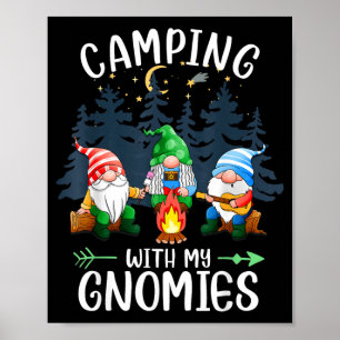 Poster Camping avec mes gnomes drôle de camp de gnomes fe