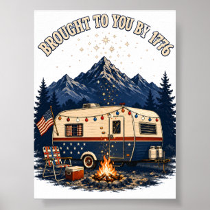 Poster Camping-car du 4 juillet dans les montagnes