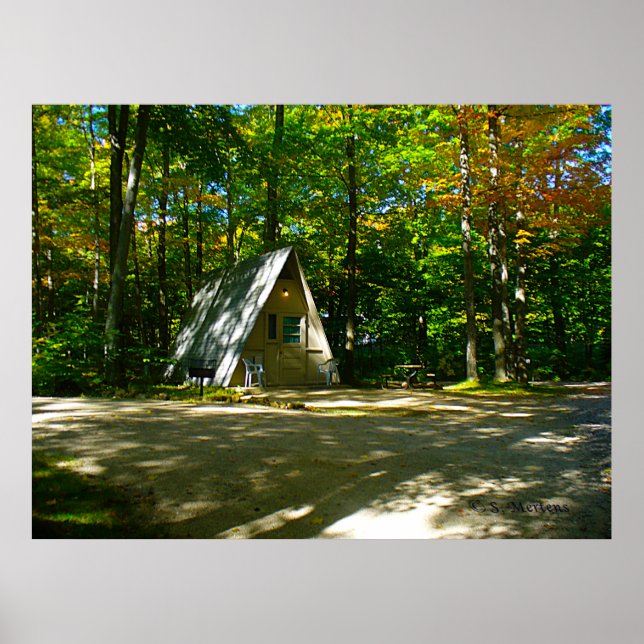 Poster Camping dans un Cabine A-Frame (Devant)