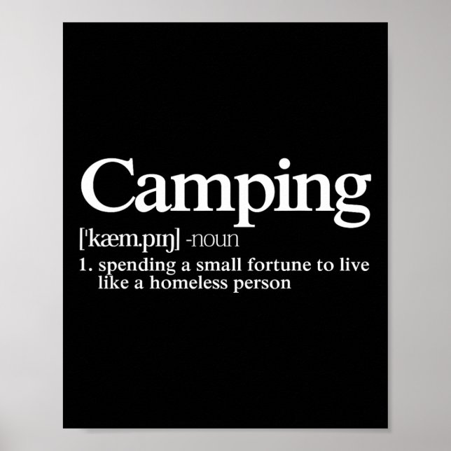 Poster Camping Definition - Funny Camper Saying  (Devant)
