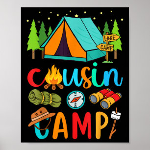 Poster Camping drôle de cousins 2025 Vacances familiales