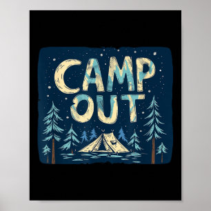 Poster Camping En Costume De Nuit Pour Adultes Et Enfants