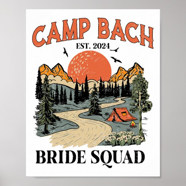 Poster Camping Équipe Mariée Randonnée Camping Enterremen (Devant)