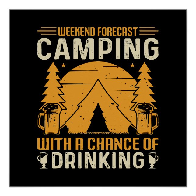 Poster Camping et boisson (Devant)