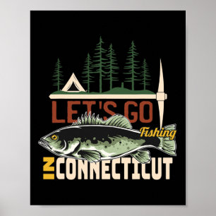 Poster Camping et pêche dans le Connecticut - Nature Conn