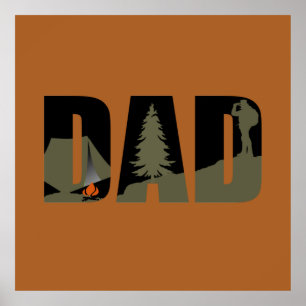 Poster Camping extérieur papa heureux camper