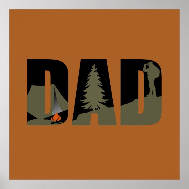 Poster Camping extérieur papa heureux camper (Devant)