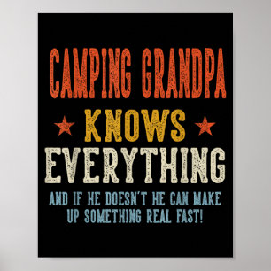 Poster Camping grand-père sait tout fête des pères