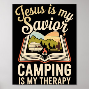 Poster Camping jésus christ religion chrétien campeur