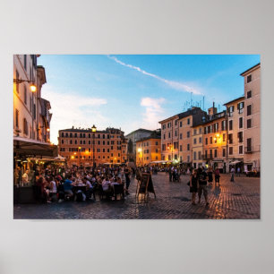 Poster Campo de Fiori au coucher du soleil, Rome, Italie,