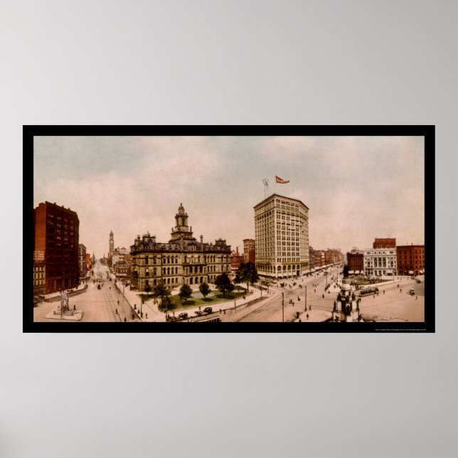 Poster Campus Martius à Detroit, MI 1900 (Devant)