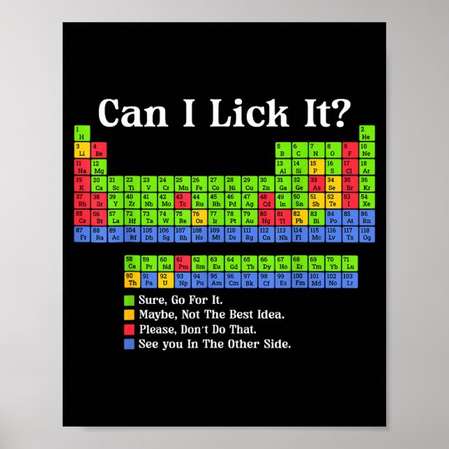 Poster Can I Lick It Periodic Table Chart Science Teacher (Devant)