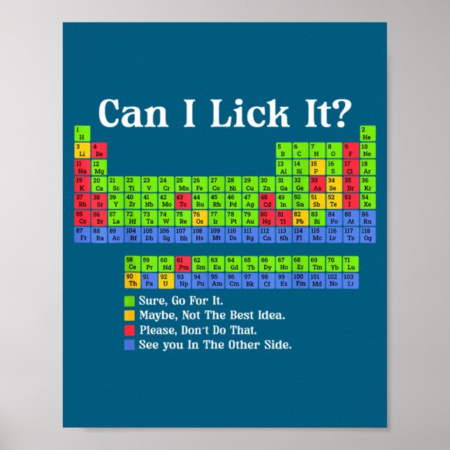 Poster Can I Lick It Periodic Table Chart Science Teacher (Devant)