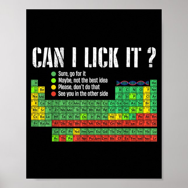 Poster Can I Lick It Periodic Table Funny Science Teacher (Devant)