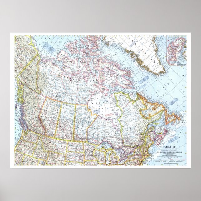 Poster " Canada : 1961 CARTE classique ... (Devant)