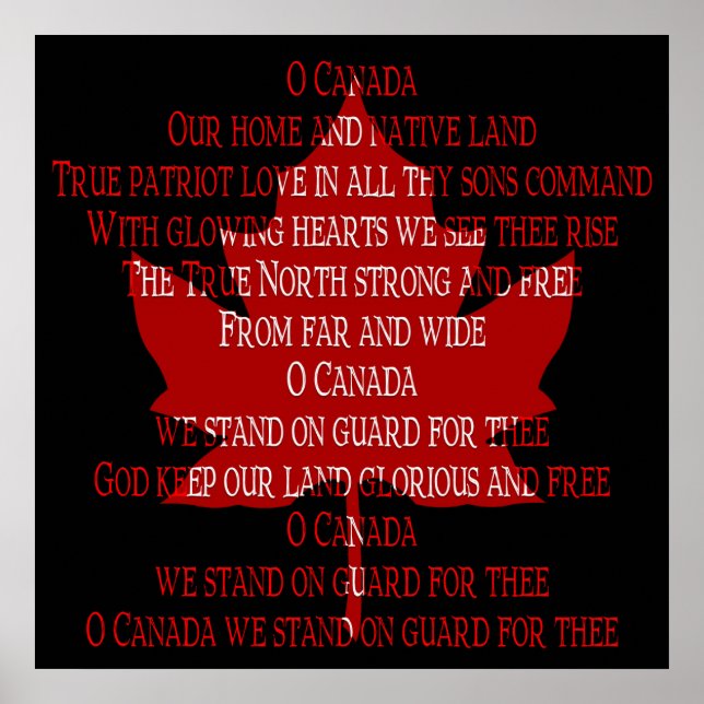 Poster Canada Anthem Souvenir Imprimer (Devant)