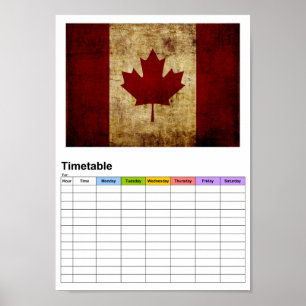 Poster Canada/drapeau grunge / Horaire