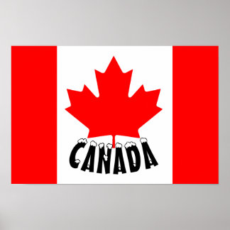 Poster Canada Drapeau rouge blanc Feuille d'érable canadi
