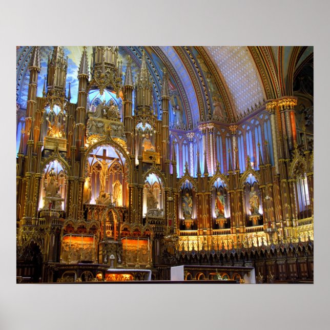 Poster Canada, Québec, Montréal. Intérieur de Notre-Dame (Devant)