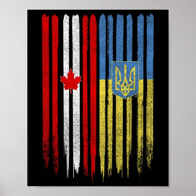 Poster Canada Ukraine Canadian Ukrainian Flag  (Devant)