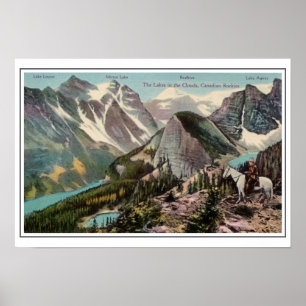 Poster Canadien vintage les Rocheuses, lacs dans les