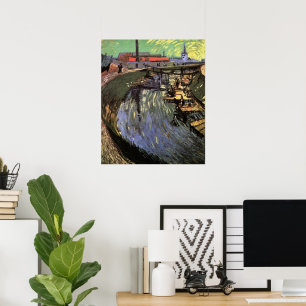 Poster Canal avec des femmes faisant la lessive par Vince