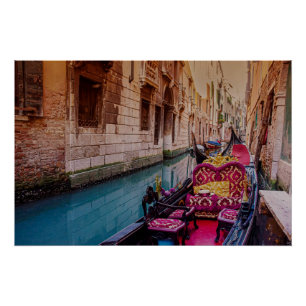 Poster Canal avec gondole traditionnelle à Venise, Italie