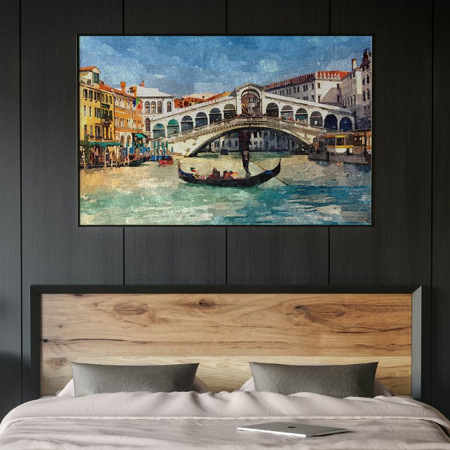 Poster Canal de Venise coloré Grande Aquarelle Peinture (Créateur téléchargé)