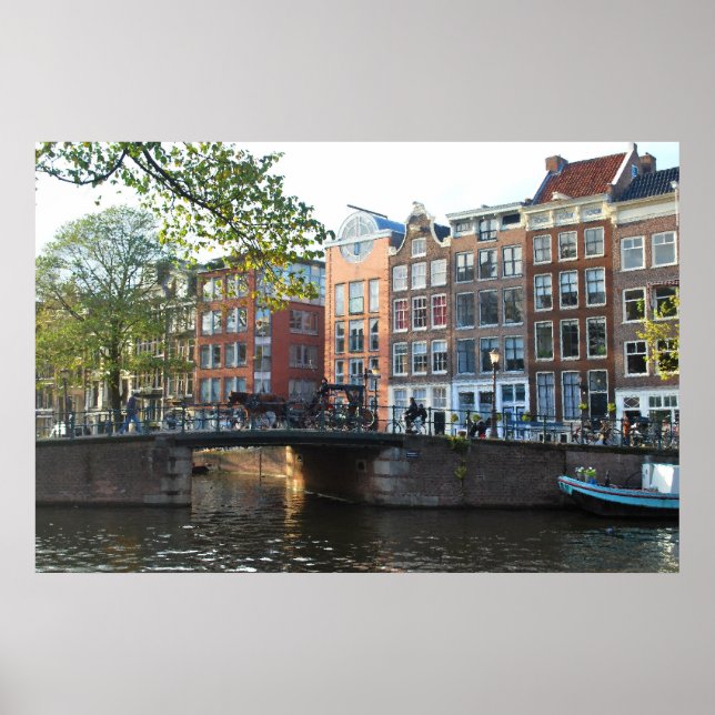Poster Canal et pont d'Amsterdam (Devant)