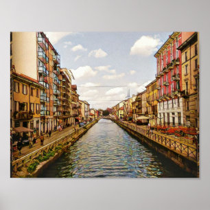 Poster Canal Milan de Navigli