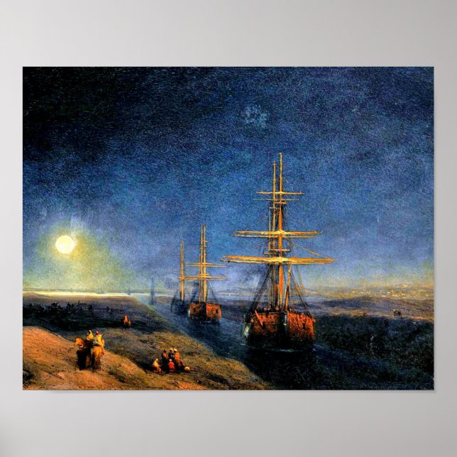 Poster Canal vintage de Suez par Ivan Aivazovsky (Devant)
