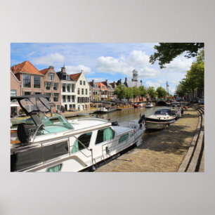 Poster Canalside View, Dokkum, Pays-Bas