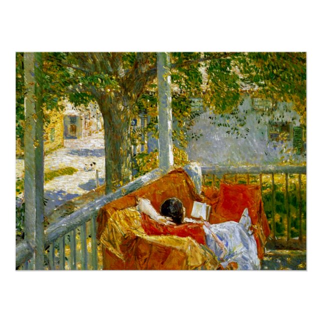 Poster Canapé sur le porche, Cos Cob par Frederick Hassam (Devant)