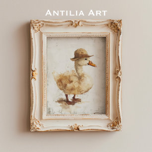 Poster Canard au Chapeau Peinture Caneton Fantaisiste Rus