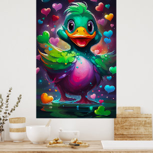 Poster Canard aux couleurs vives