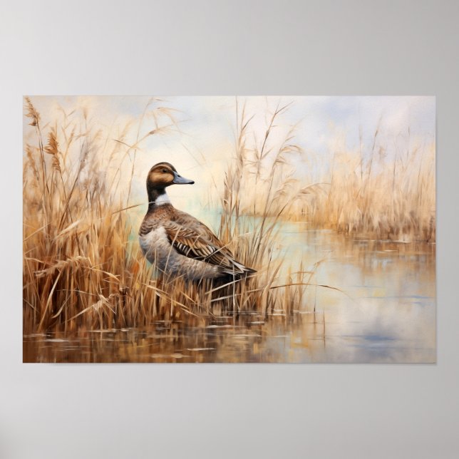 Poster Canard dans le marais (Devant)